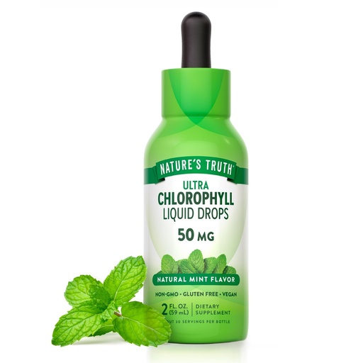 [BRSW2BQ5CEAQO2Q2] Nature's Truth Liquid Chlorophyll Drops | 50 mg Chlorophyll | 2 fl oz | Natural Mint Flavor | Vegan, Non-GMO & Gluten Free Supplement