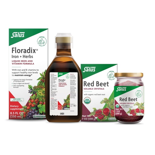 [BRSRAHA7OEIQE3T5] Floradix Iron & Herbs (8.5 oz) & Salus Red Beet Crystals (7 oz) Bundle - Iron Supplement for Healthy Energy Support* & Organic Nutritional Beet Root Drink Mix