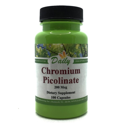 [BRSWKH3ZB4BB2EI3] Daily Manufacturing Chromium Picolinate (Certified Kosher) 100 Vegetarian Capsules
