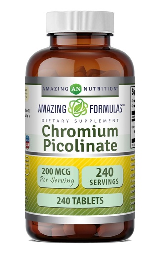 [BRSWEC34CEIGYC3A] Amazing Formulas Chromium Picolinate 200 Mcg | Tablets Supplement | Non-GMO | Gluten-Free | Made in USA (1 Pack | 240 Count)