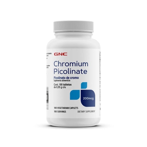 [BRSWIFYLBUHW2EDY] GNC Chromium Picolinate 200mcg Supplement, 180 Count | Essential Trace Mineral Delivering 200mcg of Chromium per Serving, Gluten-Free with No Added Dairy and No Soy
