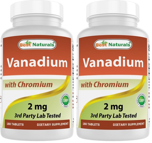 [BRSREAD6B4MQAADK] Best Naturals Vanadium 2 mg with Chromium Polynicotinate 200 mcg 180 Tablets (Pack of 2)