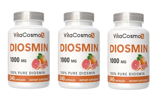 [BRSRGZAZBF6B4HLL] Diosmin Capsules, 240 Count, 1000 mg Serving, Vegan, Citrus Bioflavonoids 100% Vegetarian, Non-GMO & Gluten Free Diosmin Supplement with Max Strength - 3 Packs
