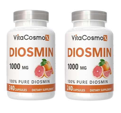 [BRSRGZAZO5YG2D3Z] Diosmin Capsules, 240 Count, 1000 mg Serving, Vegan, Citrus Bioflavonoids 100% Vegetarian, Non-GMO & Gluten Free Diosmin Supplement with Max Strength - 2 Packs