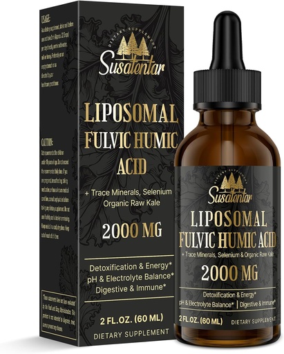 [BRSRAYAZOJ6WK2T2] Trace Minerals Electrolytes Drops 2000 MG | Liquid Liposomal Fulvic Humic Acid Supplement | 85+ Trace Minerals | Hydration | Detoxification | Energy | pH Balance | Digestion | Immunity | 2 Oz