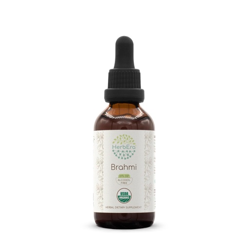 [BRSROZQLDEJRMYL3] Brahmi USDA Organic Tincture | Alcohol-Free Extract, Herbal Drops | Certified Organic Brahmi (Bacopa Monnieri) Dried Herb (2 fl oz)