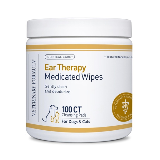 [BRSROEI2DJ6RAYDH] Veterinary Formula Clinical Care Ear Therapy Wipes for Dogs & Cats, 100 Ct | Pre-moistened formula, removes wax, debris and odor-causing buildup
