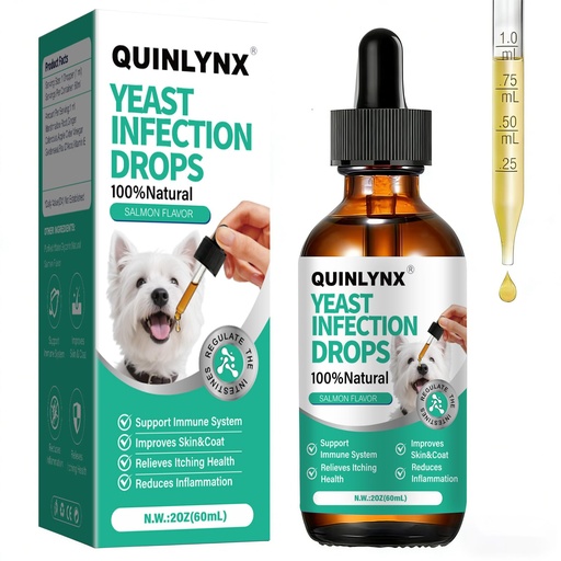 [BRSRGBACCUBGGH3L] Dog Yeast Infection Treatment Drops – Treats Canine Ear & Paw Yeast Infections, Relieves Irritation, Inflammation & Allergies, Multivitamin Probiotic Supplement for Dogs