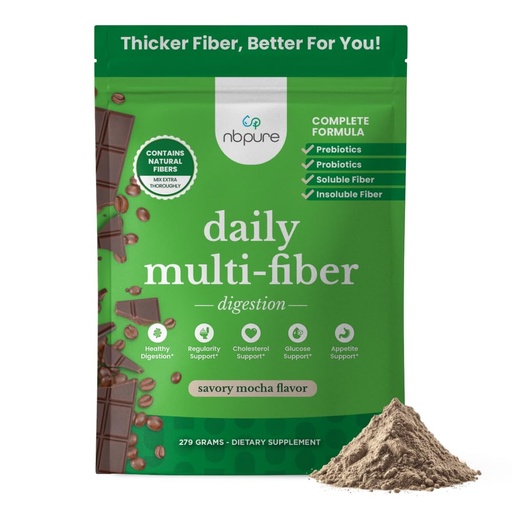 [BRSRAYA2OR6Q22DX] nbpure Daily Multi-Fiber Powder Blend, Savory Mocha (45 Servings) | Supports digestive health, Prebiotic + 4 probiotic strains, Soluble & insoluble fiber, Supports weight management