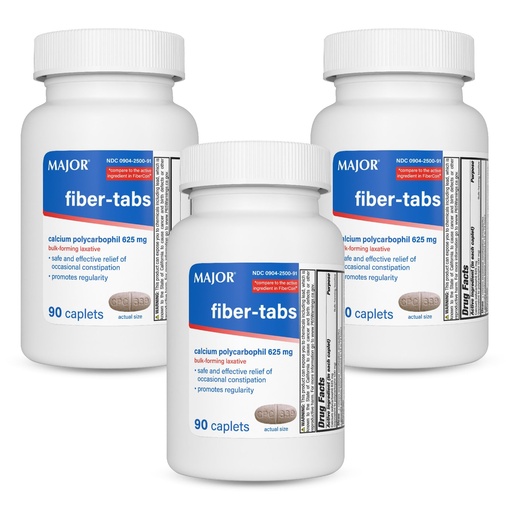 [BRSWIGYOAV6AKCLM] MAJOR Fiber-Tabs 625 Mg Tablets - Fiber Therapy for Regularity - Occasional Constipation Relief for Adults - 90 Count (3 Pack)