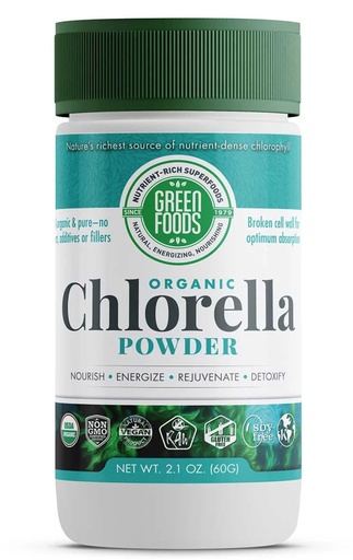 [BRSWECQCO57RY3DL] Green Foods Organic Chlorella Powder - Vegan - Non GMO - 2.1 oz (Pack of 2)