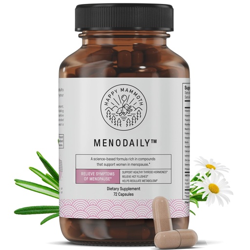 [BRSRAH37CEIWGAA4] Happy Mammoth Meno Daily Menopause Vitamins & Supplements for Women, Boost Metabolism, Healthy Skin, Hair and Nails, Hot Flash, Mood Support, 72 Capsules