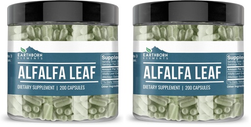 [BRSRGFIFAR6Q2AI3] Earthborn Elements Alfalfa Leaf 200 Capsules, Pure & Undiluted, No Additives (Pack of 2)