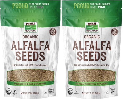 [BRSRGGQNOQJQI2QV] NOW Foods,Organic Alfalfa Seeds For Sprouting,Grown in the USA,Certified Non-GMO,12-Ounce (Packaging May Vary),(Pack of 2)