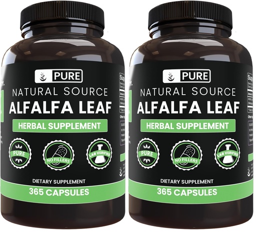 [BRSRGFIFBUNWE2DP] Pure Original Ingredients Alfalfa Leaf (365 Capsules) No Magnesium Or Rice Fillers, Always Pure, Lab Verified (Pack of 2)