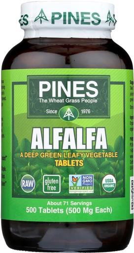 [BRSWIYT3PMCAM2LK] PINES Organic Alfalfa, 500 Count Tablets