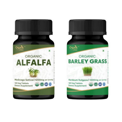 [BRSREHY3C4IA2CLJ] ORGANIC SPREE Alfalfa & Barley Grass Supplement – 120 Tablets Each – USDA Organic Medicago Sativa & Hordeum Vulgare – Supports Detox and Immune Health*