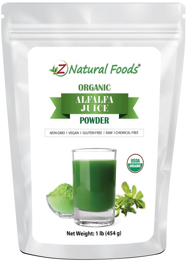 [BRSWYZL4DNYRYADB] Z Natural Foods Organic Alfalfa Juice Powder - Raw Vegan Superfood, 1 lb | Non-GMO, Gluten-Free, All-Natural, Mix in Smoothies, Drinks & Recipes