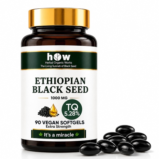 [BRSRYYI7CQMQI2T4] Ethiopian Black Seed Oil Softgels 1000mg 5.28% TQ Cold Pressed 90 Ct | 5.28% High Thymoquinone (TQ) – Standardized high-potency black seed oil with naturally occurring active compounds