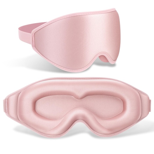 [BRSRAZQNPMCQODLX] FlyCoco 99% Fully Block Out Light Eye Sleep Mask, 3D Deep Contoured Eyes Cover Zero Pressure, Long Lash Extension Eyes Mask with Adjustable Straps for Sleeping Travel Home Nap Rest Women Men (Pink)