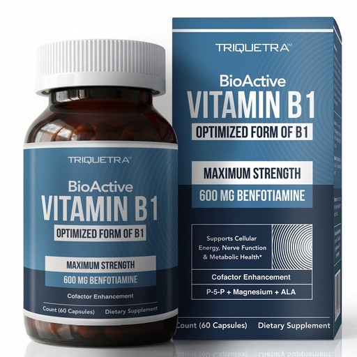 [BRSRGZD7DJ4AI3DB] BioActive Vitamin B1 600mg Capsules - Benfotiamine Fat-Soluble Form, Thiamine Supplement for Nerve, Energy & Metabolic Support with Magnesium & Alpha-Lipoic Acid - Maximum Strength, Non-GMO (60ct)