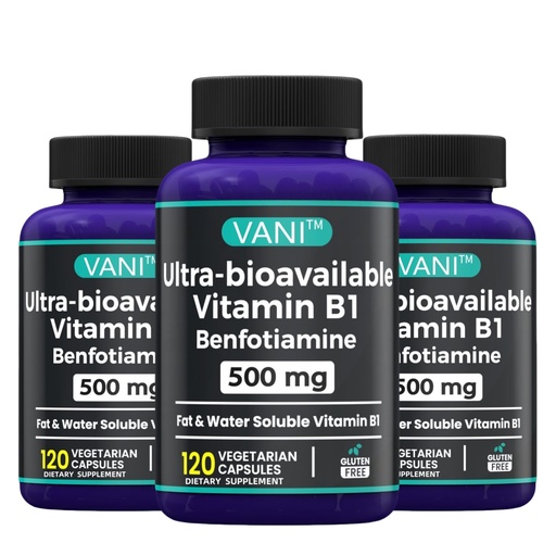 [BRSRABIPO4HAKCTU] 2 in 1 Enhanced Formula: Vitamin B1 with Benfotiamine 500mg, Fat Soluable Supplement of Vitamin B-1, 500 mg - 120 Capsules (3)