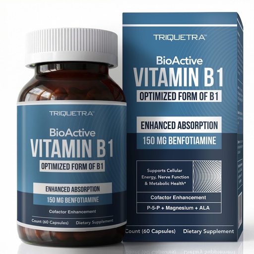 [BRSRGZD7CV6AEDYU] BioActive Vitamin B1 - 150mg Benfotiamine Capsules, Fat-Soluble Thiamine Supplement for Nerve, Energy & Metabolic Support with Magnesium & Alpha-Lipoic Acid - Foundational Strength, Non-GMO (60ct)
