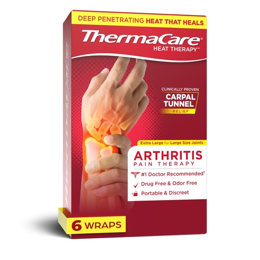 [BRSROC37DIMWEFY6] ThermaCare Arthritis Heat Wraps for Joint Pain Relief, 6 Count | Heating Pads for Hands, Wrists & Knees, 8-Hour Therapy, Flexible, Drug-Free, Daily Comfort & Support