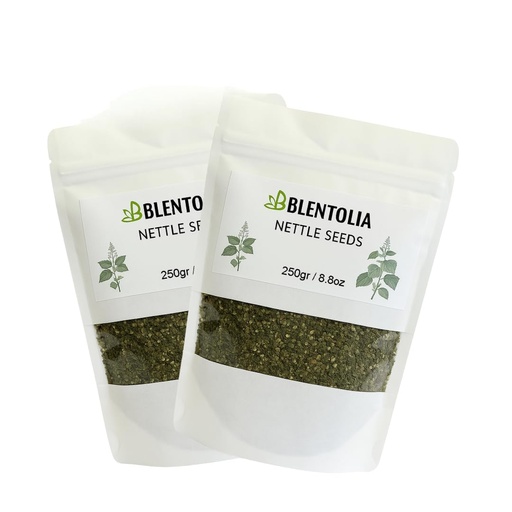 [BRSRECYDCQHW2F3K] Blentolia Nettle Seeds – 100% Natural & Raw – Supports Energy, Detox & Wellness – Herbal Superfood for Smoothies, Teas, Salads – 250g Resealable Bag (2 Pack)