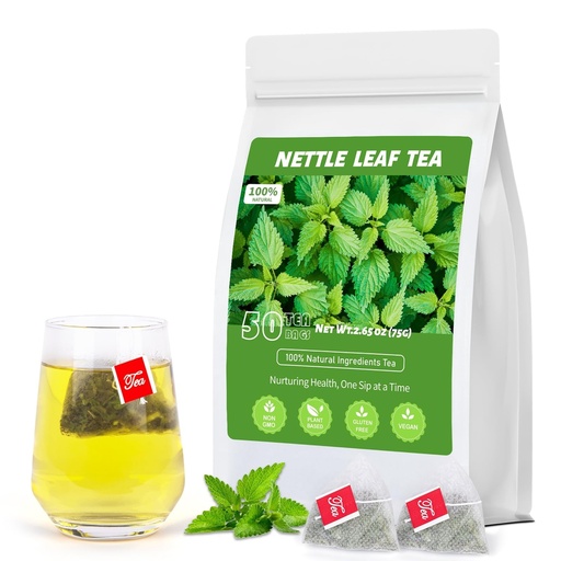 [BRSREHD2CN7RECIU] Nettle Leaf Tea, 50 Count, Dried Nettle Leaves, Caffeine-Free Herbal Tea | Dried nettle leaves, pyramid sachets, sugar & caffeine free, nightly relaxation, easy brewing