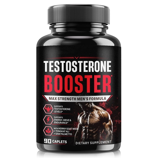[BRSRY2QRA4PBY333] Testosterone Booster for Men, Supports Strength & Stamina, with Tongkat Ali, Saw Palmetto & Nettle Root, 90 Caplets
