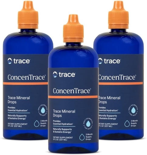 [BRSWGZIQOICGMHLA] Trace Minerals ConcenTrace Drops | Full Spectrum Minerals | Ionic Liquid Magnesium, Chloride, Potassium | Low Sodium | Energy, Electrolytes, Hydration | 288 Day Supply, 8 fl oz (Pack of 3)