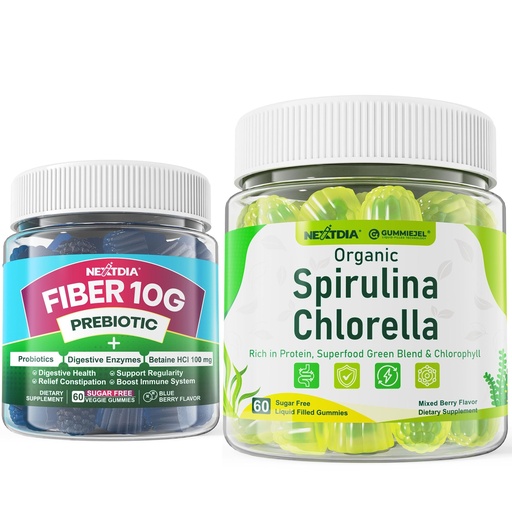 [BRSREGTYBEHWAD3P] Nextdia Sugar Free Spirulina Chlorella Gummies 1 Pack + Fiber Gummies 2 Pack