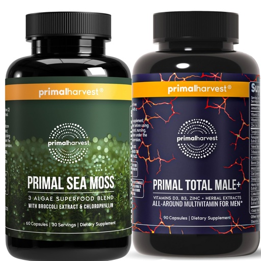 [BRSRGAI2AF6BE3YV] Primal Harvest Daily Two-Step Routine | Sea Moss + Total Male | 2 Pack | 30 Day Supply