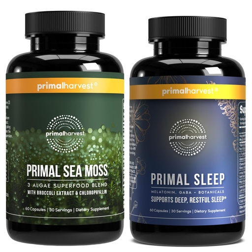 [BRSRGAI2BECBOHLP] Primal Harvest Daily Two-Step Routine | Sea Moss + Sleep | 2 Pack | 30 Day Supply