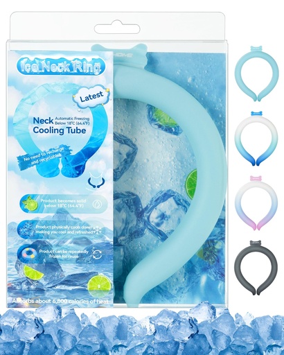 [BRSRAYAZOAFBGGQ3] Neck Cooling Tube Wraps Ice Ring Neck Cooler Personal Ice Pack Wrap for Hot Weather Gel Reusable Wearable Gel Cooling for Summer Heat Hot Flashes Freezer Below 64.4℉