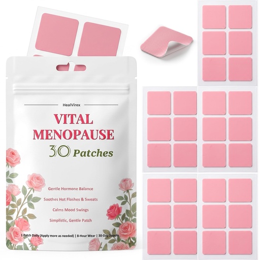 [BRSRYZQ7DMAQGG3P] Vital Menopause Patches - Hot Flash & Night Sweat Support - 30ct | Plant-Based Formula with Black Cohosh, Chasteberry & Ashwagandha. Promotes Gentle Hormonal Balance & Calm Mood.