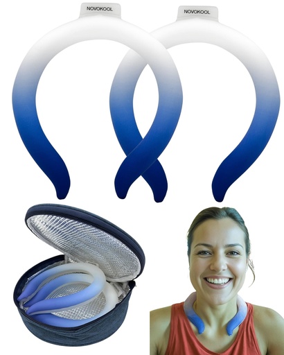 [BRSREYYLAQNA2AD6] 2 Pack Neck Cooling Tube with Insulated Bag - Reusable Ice Ring Neck Cooler Indoor Outdoor - Wearable Cooling Ring - Relief for Summer and Hot Flashes - Ice Ring Freezes Under 64℉(2 Blue Gradient)