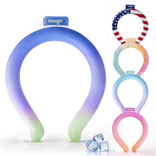 [BRSRGGL7CUIGOHLK] NEWGO Neck Cooling Tube, Neck Cooler for Summer, Blue Yellow Mix, 1 Pack | Hands-free Wearable Cooling, Reusable Ice Ring for Gardening, Menopause Hot Flashes, and Outdoor Sports