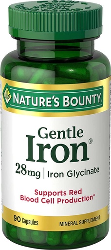 [BRSWIYYOOQMA2FAZ] Nature's Bounty Gentle Iron 28 mg 90 Capsules (Pack of 3)