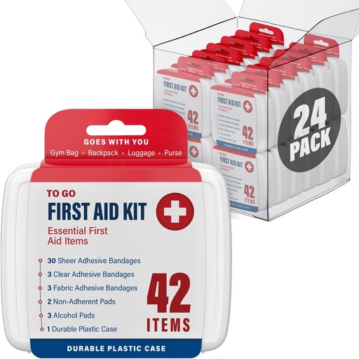 [BRSROBABBEPGECTO] DecorRack 1000 Piece First Aid Kit, 42 Items Per Box, Car, Travel (24 Pack)