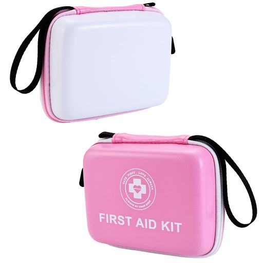 [BRSREH32AV7WG3IU] Small First Aid Kit - 165 Piece Dual-Color Emergency Medical Kit with Hard Shell & Fluorescent Exterior Coating, Emergency First Aid Kit for Home, Car, Travel, Hiking & Outdoor(Pink/White)