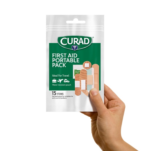 [BRSWYFL2OIOR6HQ7] CURAD First Aid Portable Pack |15 - Count On-the-Go Essentials |12 Packs