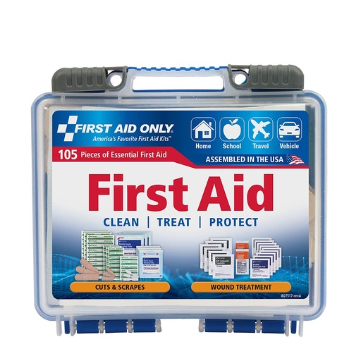 [BRSW2FL7AACQOCTV] First Aid Only 91249 On-The-Go All-Purpose Emergency First Aid Kit for Car, Travel, Home and Business, 105 Pieces