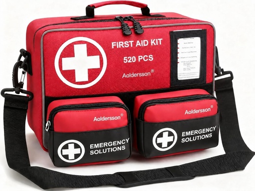 [BRSRAALYCF6WCELP] 520 Premium Piece Large First Aid Kit – Emergency Survival Kit for Car, Home, Camping, and Travel – Compact Medical Kit for Roadside Emergencies, Outdoor Adventures, and Everyday Safety