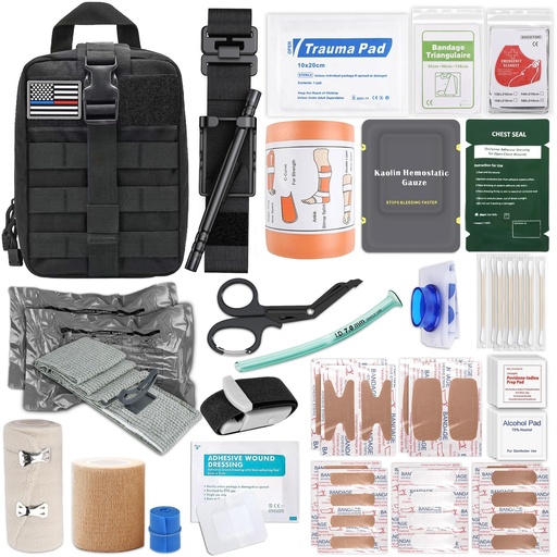 [BRSRGALRAQJQOYI7] IFAK Trauma Kit with Tourniquet, Israeli Bandage, Splint, Tactical First Aid Kit for Workplace, Office, Vehicle, Construction & Outdoor Emergency Preparedness (78 Pack)