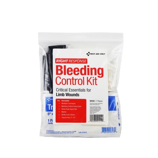 [BRSROHDYBEIRA2T3] First Aid Only 91512 Critical Essentials Bleeding Control Kit for Limb Wounds, 7 Pieces