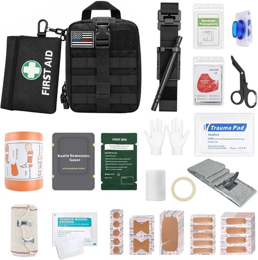 [BRSRGCYQCUHRYGY3] IFAK Trauma Kit with Tourniquet, Israeli Bandage, Splint, Tactical First Aid Kit for Car, Camping, Hiking and Travel with Molle Bag (66 Pack)