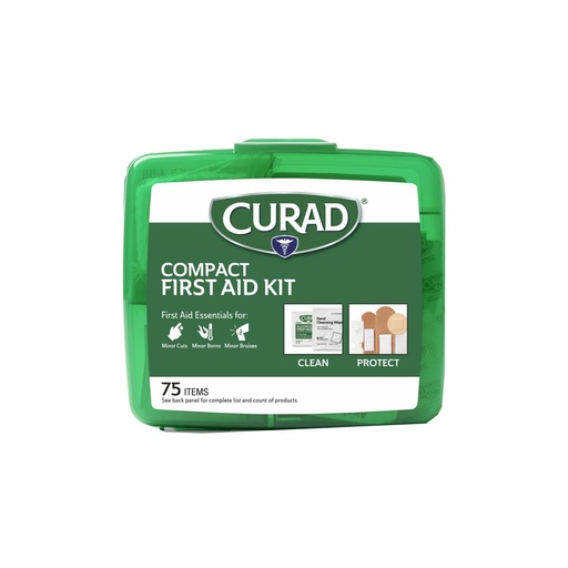 [BRSWIYIRDIGQA3AV] Curad Compact First Aid Kit, Green 75 Items, 1 Each