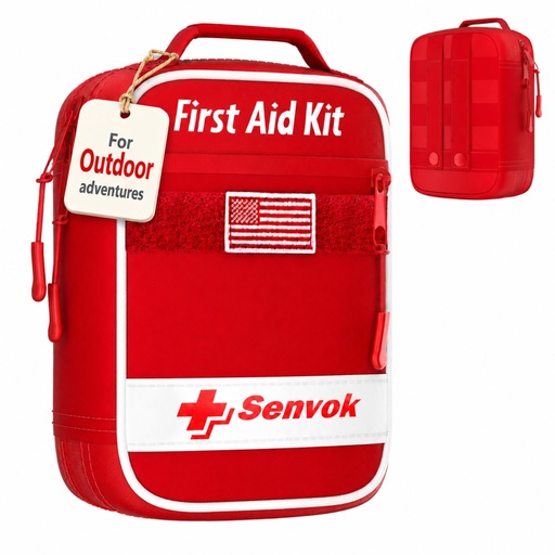 [BRSREBL2BUAQYETX] Senvok Small First Aid Kit for Car, Camping, Outdoor-with Color-Coded Lable | Fit for 1-2 people, 121pcs Molle Emergency Survival Kit with Zip Stitch Wound Closure, TQ, Compact to Fast Respond